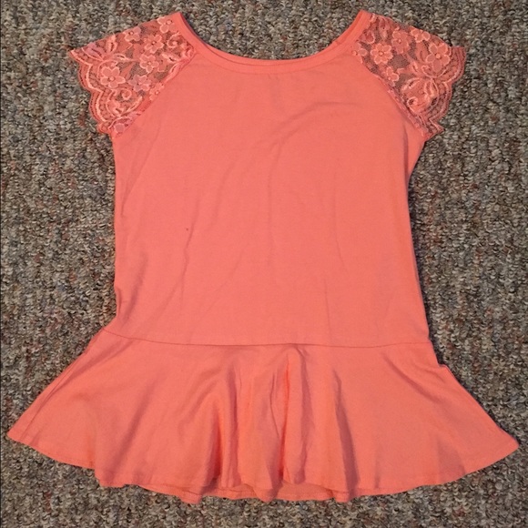Peplum top with lace sleeves