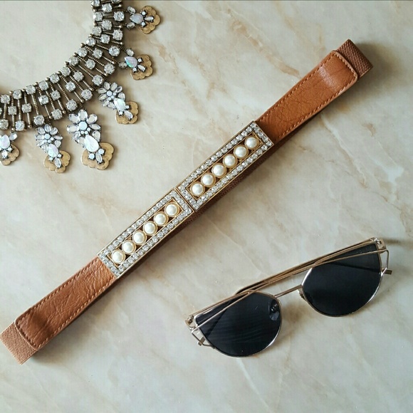 Accessories - FINAL Brown Pearl Detailed Belt