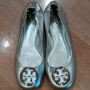 Tory Burch silver flats