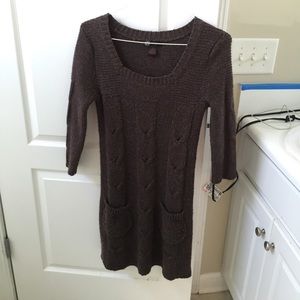 Brown cable knit sweater dress