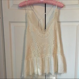 White lacy thank top
