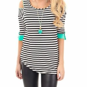 Limelush striped 3/4 sleeve top