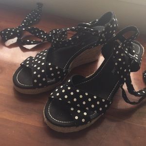 Polka Dot Lace Up Wedges