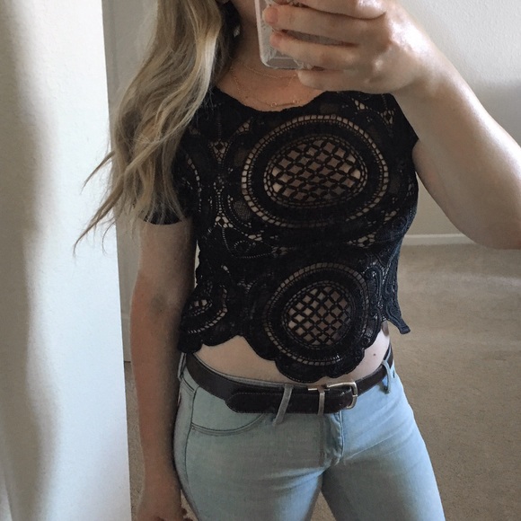 Cyber Monday! Black Crochet Top - Picture 2 of 2