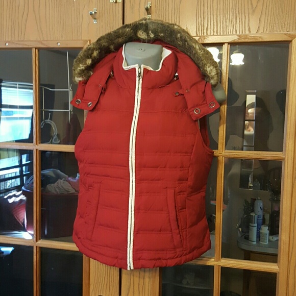 Ann Taylor Loft sz S down puffer vest fur