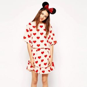ASOS co-ord Skater Skirt in Heart Print
