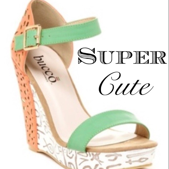 80% off! Price drop!! Coral and mint green wedges!