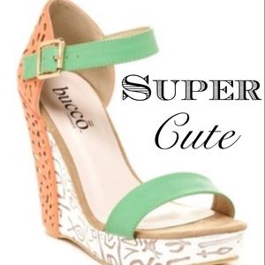 80% off! Price drop!! Coral and mint green wedges!