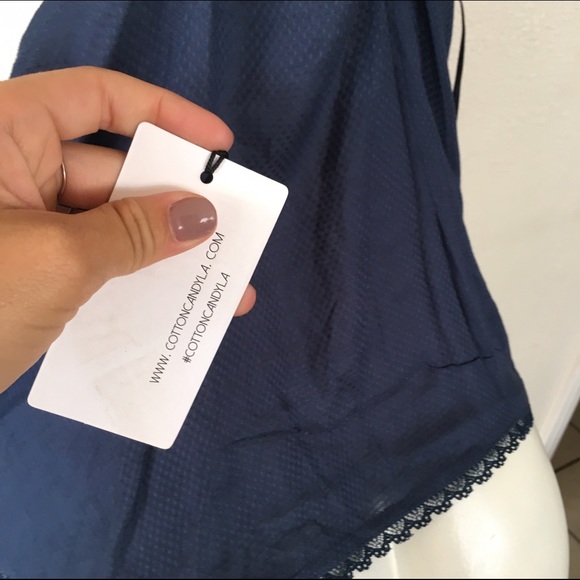 COTTON CANDY LA BLUE LACE OPEN FRONT SHIRT - Picture 3 of 3