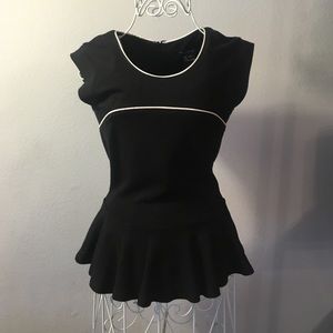 French Connection black and white peplum top XS