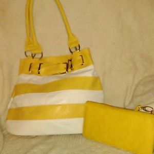 Striped purse W/ matching wallet