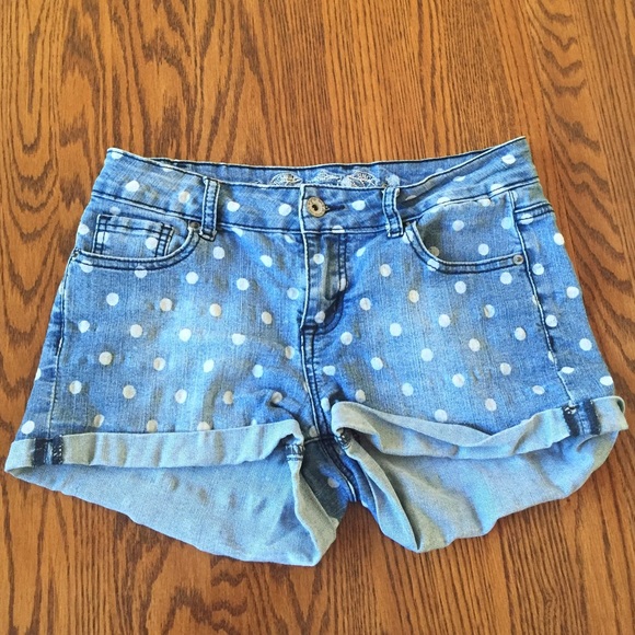 Wax Jeans Pants - Polka dot denim shorts