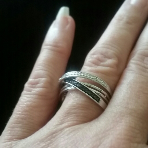 Black and white diamond ring