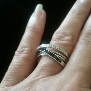 Black and white diamond ring