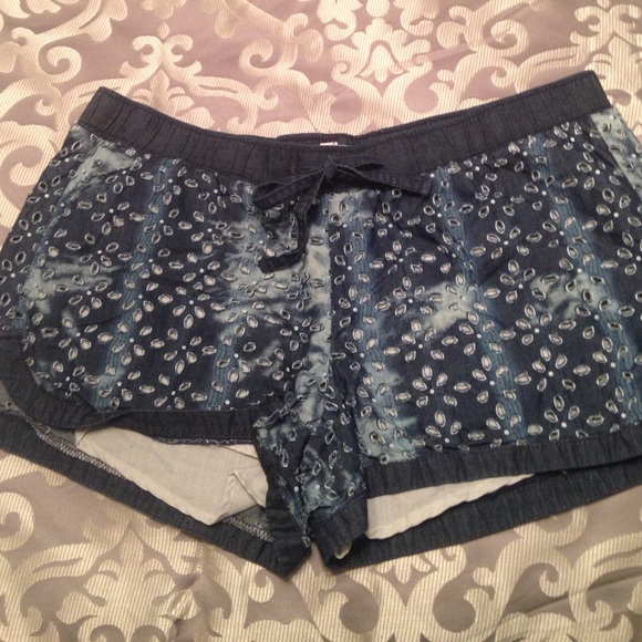 Drawstring denim shorts