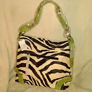 Zebra and green Satchel