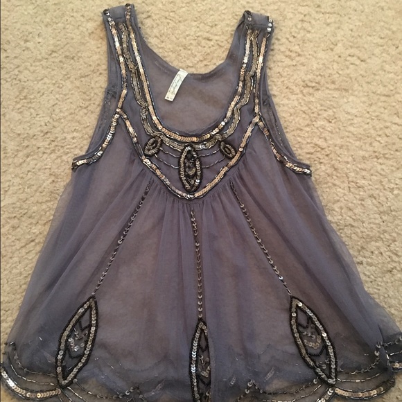 Free People sequin mesh swing tank