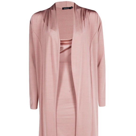 ❗️SOLD❗️CO-ORD SET SLINKY COWL NECK DRESS & DUSTER - Picture 2 of 4