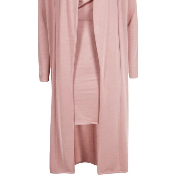 ❗️SOLD❗️CO-ORD SET SLINKY COWL NECK DRESS & DUSTER - Picture 3 of 4