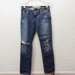 A&F Distressed Light Wash Denim