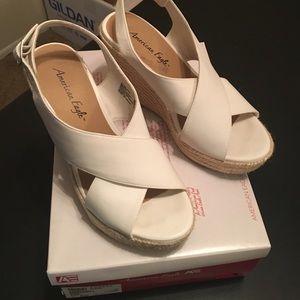 White wedged shoes