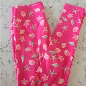 Lularoe pink seashells and starfish OS