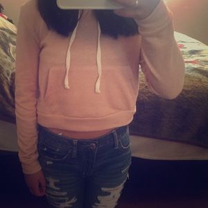 Light pink crop top hoodie