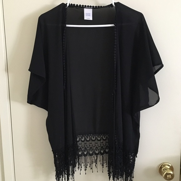 Black Fringe Kimono