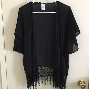 Black Fringe Kimono