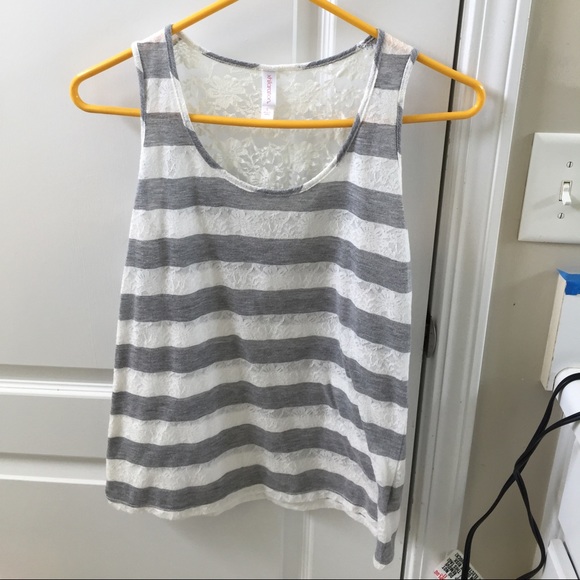 Striped tank with lace back