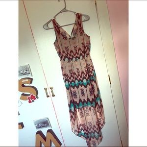 Tribal print high low dress