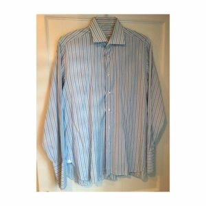 Borrelli Mens 100% Cotton Dress Shirt 16 1/2 Long