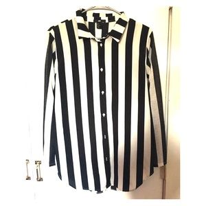 Vertical striped button down blouse