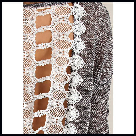 Crochet Lace Back Lightweight Sweater - Picture 3 of 4
