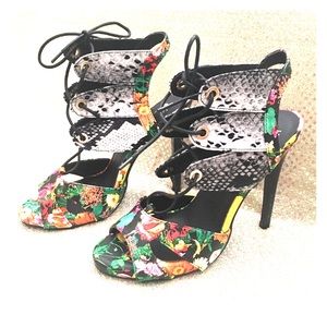 NEW! Exotic Multi-print Strappy Heels.