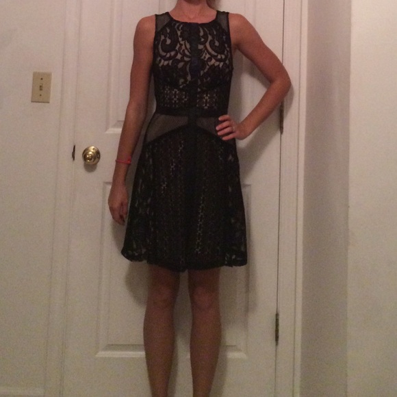 Black lace evening dress