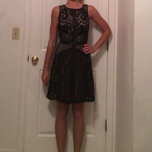 Black lace evening dress