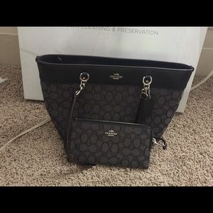 Medium cloth coach monogram bag & wallet