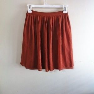 Burnt Orange Brown Pleated Chiffon Skirt