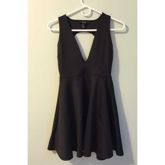 Black Open Back Skater Dress