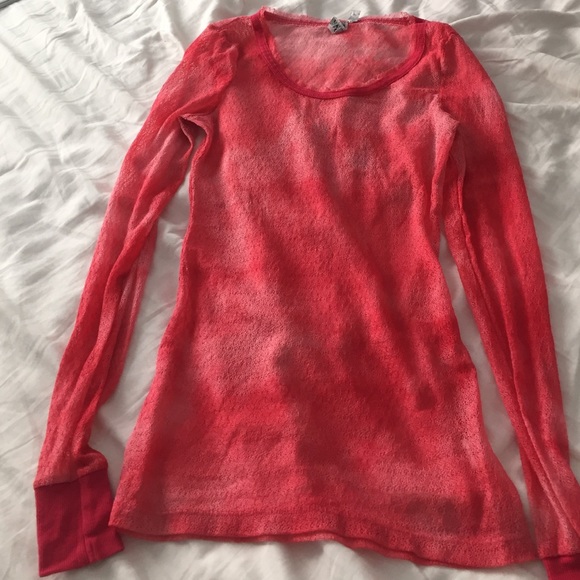 Sheer lace scoop neck long sleeve