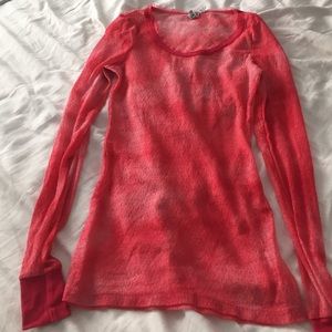 Sheer lace scoop neck long sleeve