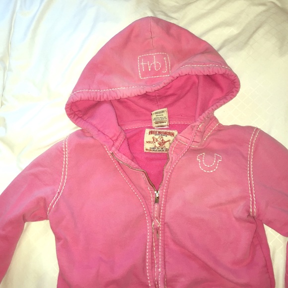 True Religion pink full zip sweatshirt Size: small