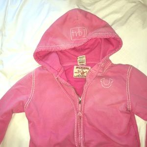 True Religion pink full zip sweatshirt Size: small