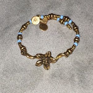 Alex & Ani Gold and Turquoise Flower Bangle