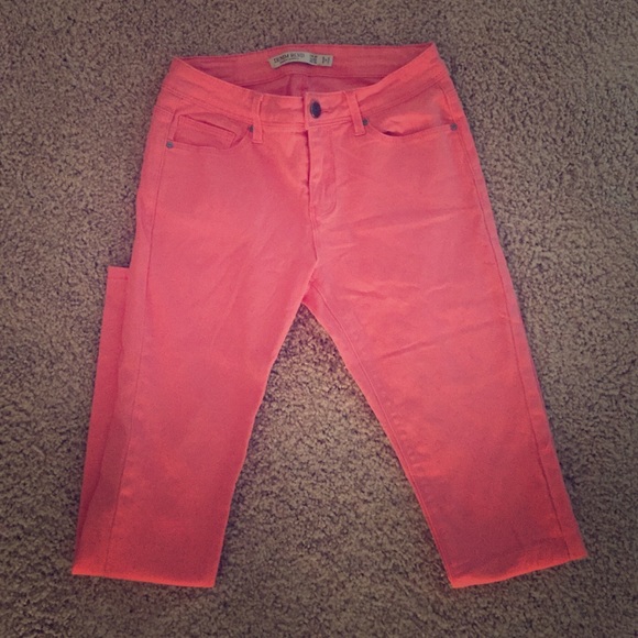 Peach colored skinny jeans