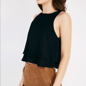 NWT Black Tiered Crop Top