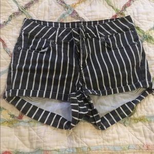 Black and white striped shorts