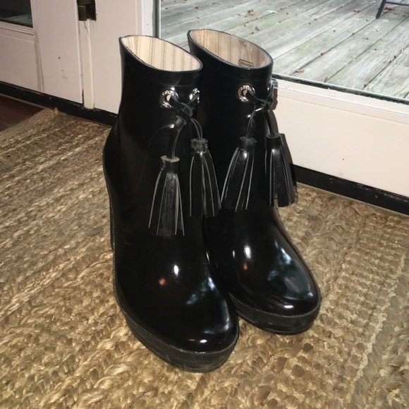 Coach wedge rain boots!