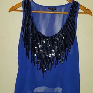 Blue sequin crop top